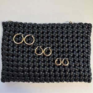 Three Pairs of Chunky Gold Hoop Earrings